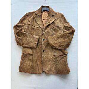 Vintage Pioneer Wear Womens Brown Suede Leather Western Jacket Coat Size 42 USA